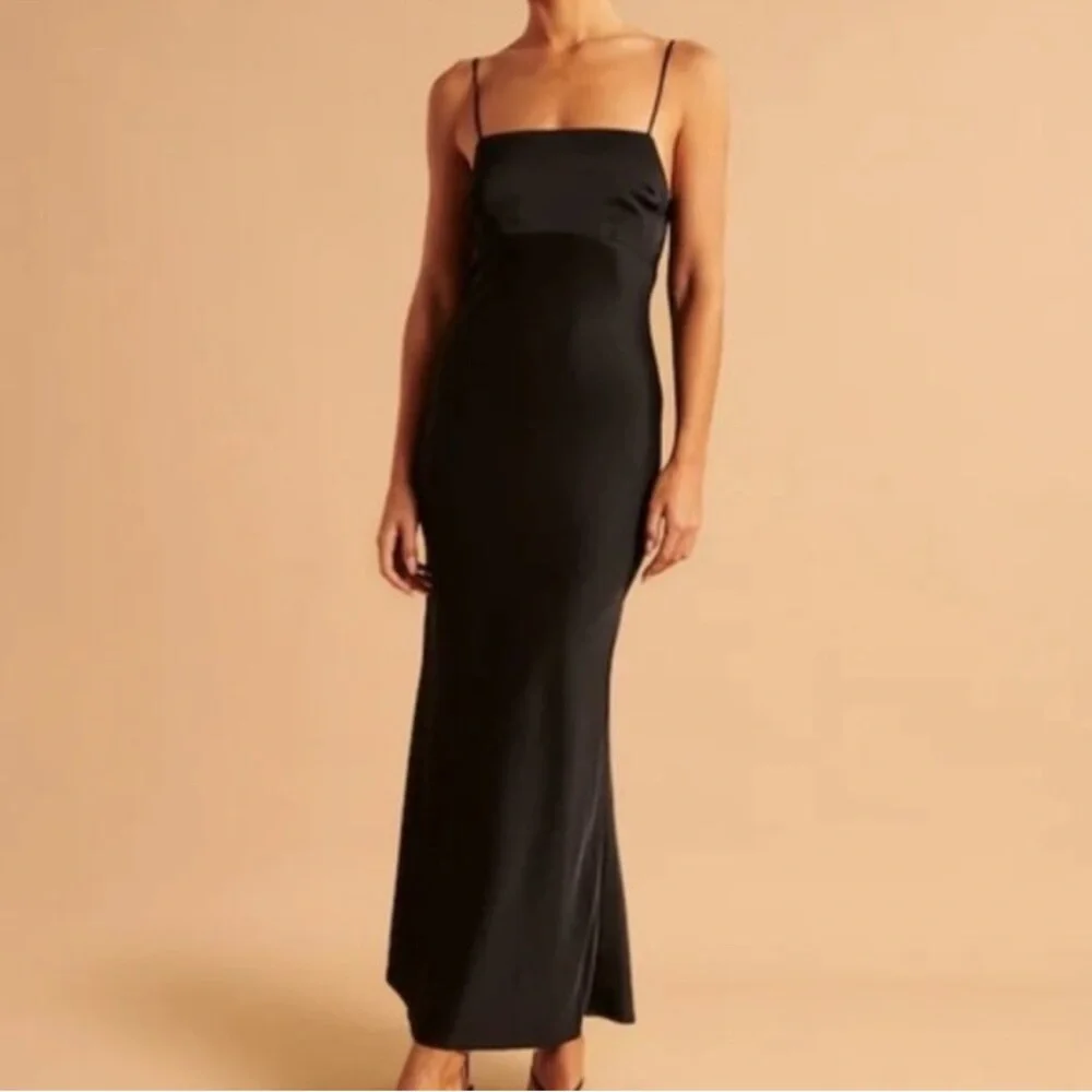 Abercrombie and fitch Satin Cowl Back Slip Midi Dress